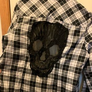 Size Large, plaid/lace button up from hot topic
